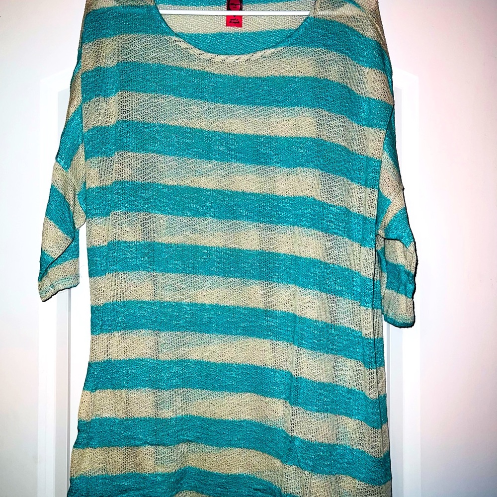 Blue and white striped top
